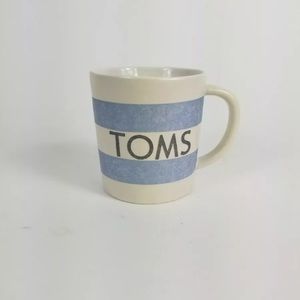 Toms Shoes Coffee Mug Cup Stoneware Blue striped